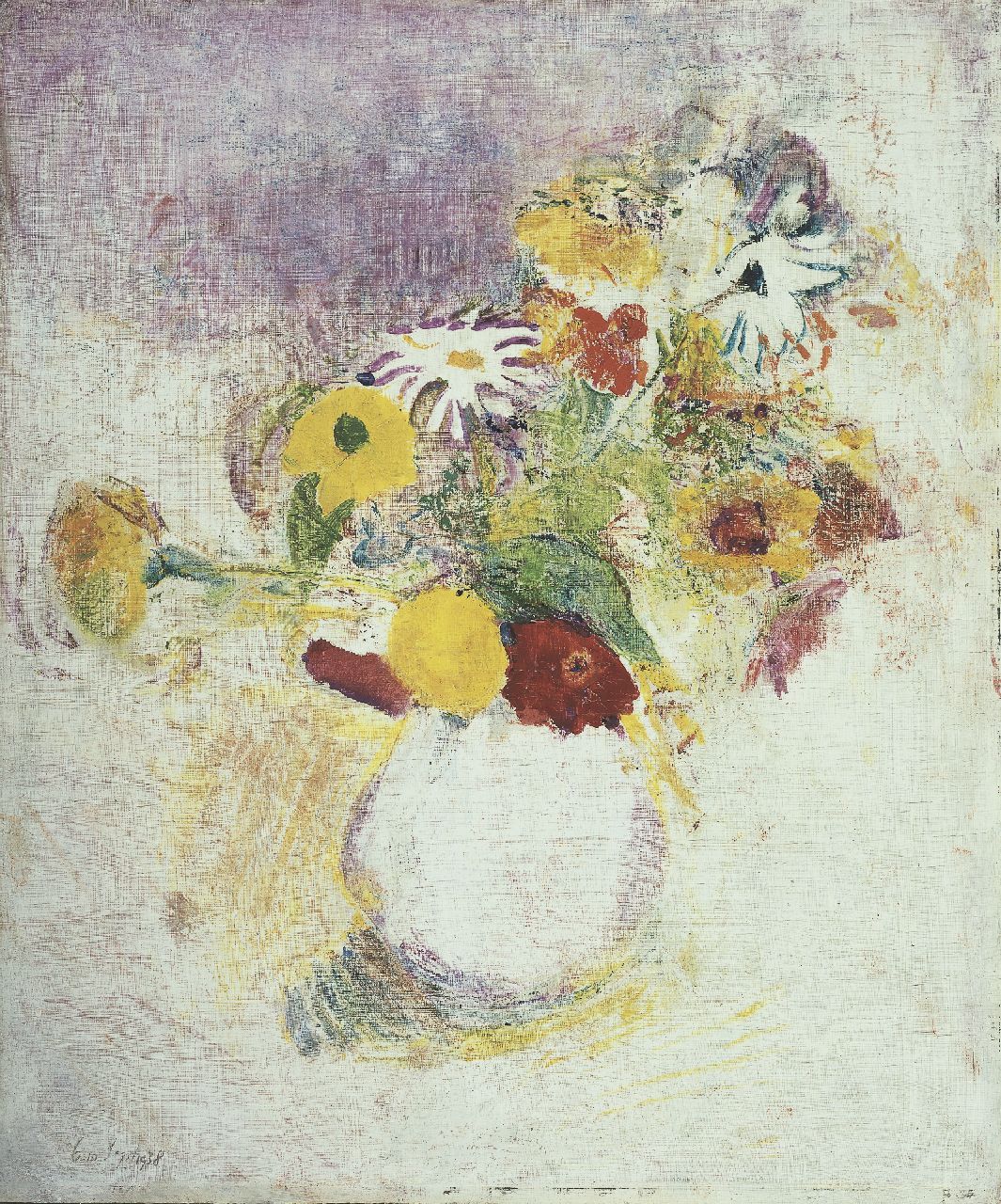 Hansen J.G.  | Jacob Gerard 'Job' Hansen, Flowers, Benzinrell auf Sperrholz 60,4 x 50,3 cm, dated 6-10 Sept. 1938