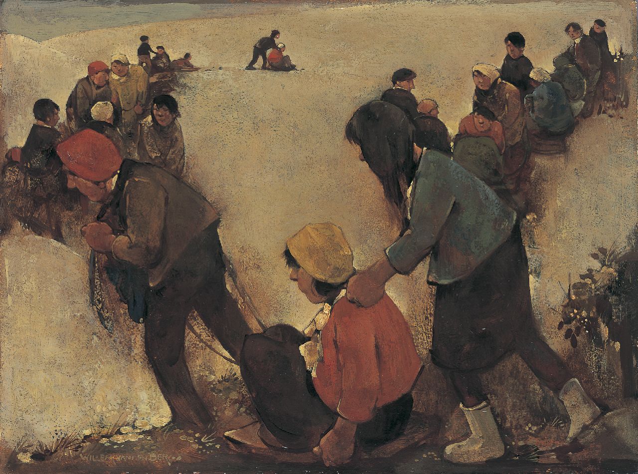 Berg W.H. van den | 'Willem' Hendrik van den Berg, Winter fun, Öl auf Holzfaser 29,8 x 39,8 cm, signed l.l.