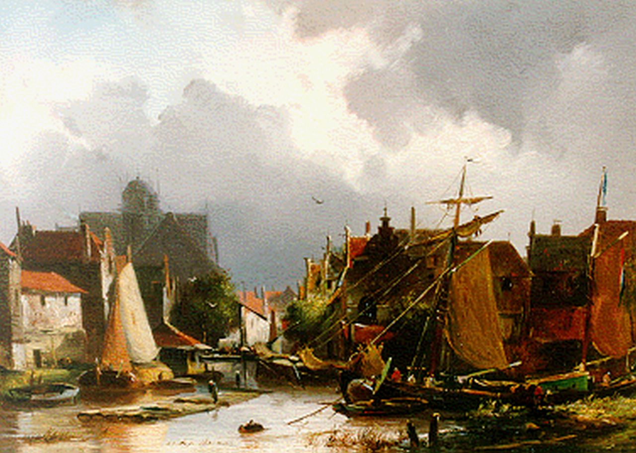 Hilleveld A.D.  | Adrianus David Hilleveld, A shipyard, Öl auf Holz 25,1 x 35,8 cm, signed l.l.