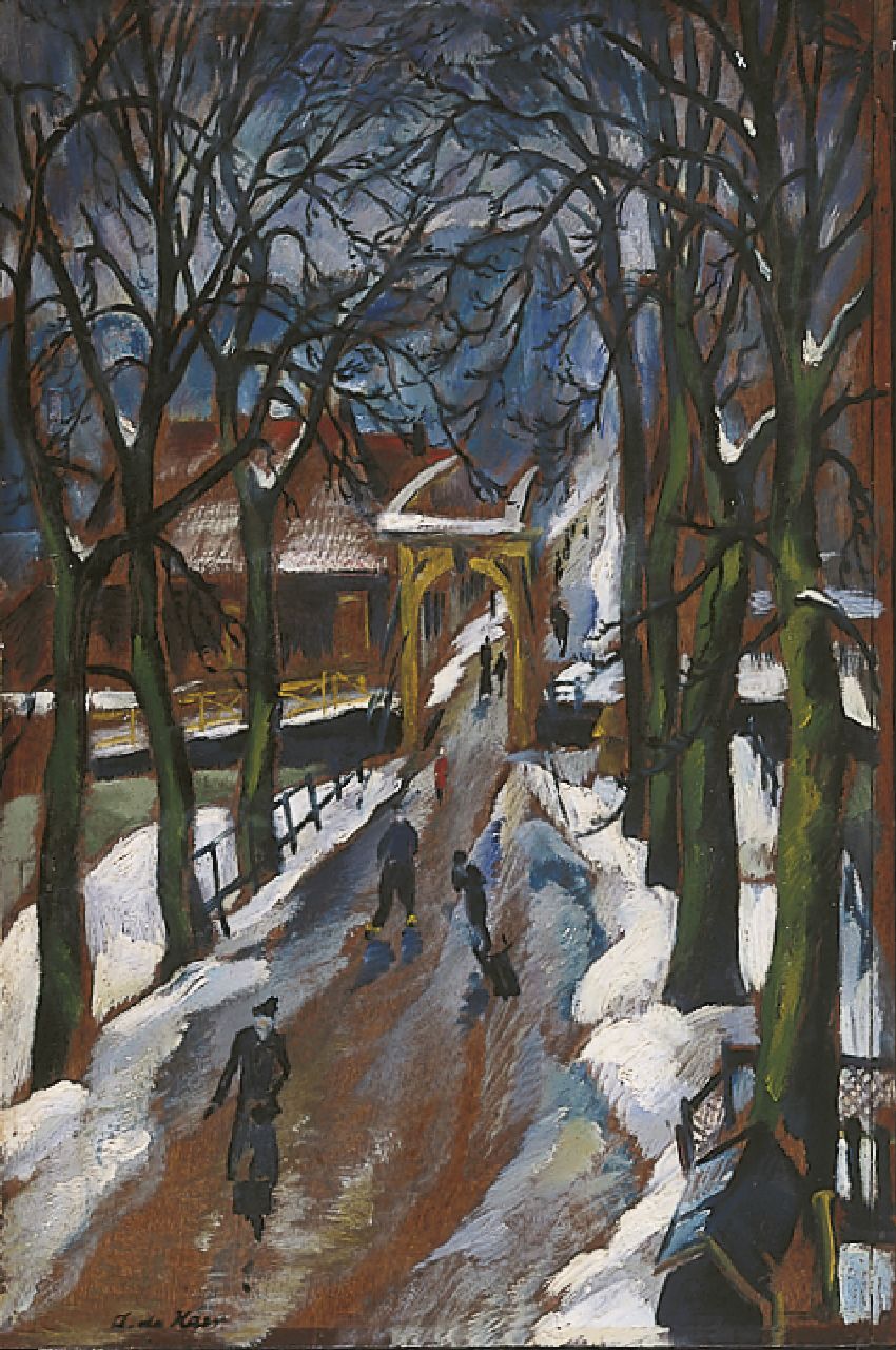 Haer A.J.M. de | 'Adolf' Josef Maria de Haer, A snow-covered Landscape, Öl auf Holz 66,8 x 45,2 cm, signed l.l.