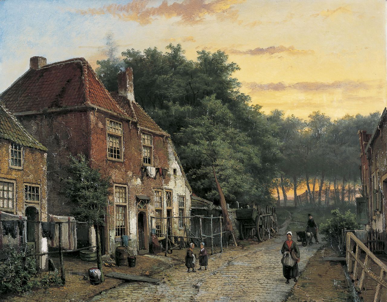 Koekkoek W.  | Willem Koekkoek, Figures in a Dutch town, Öl auf Leinwand 53,9 x 69,0 cm, signed l.l. and l.r.