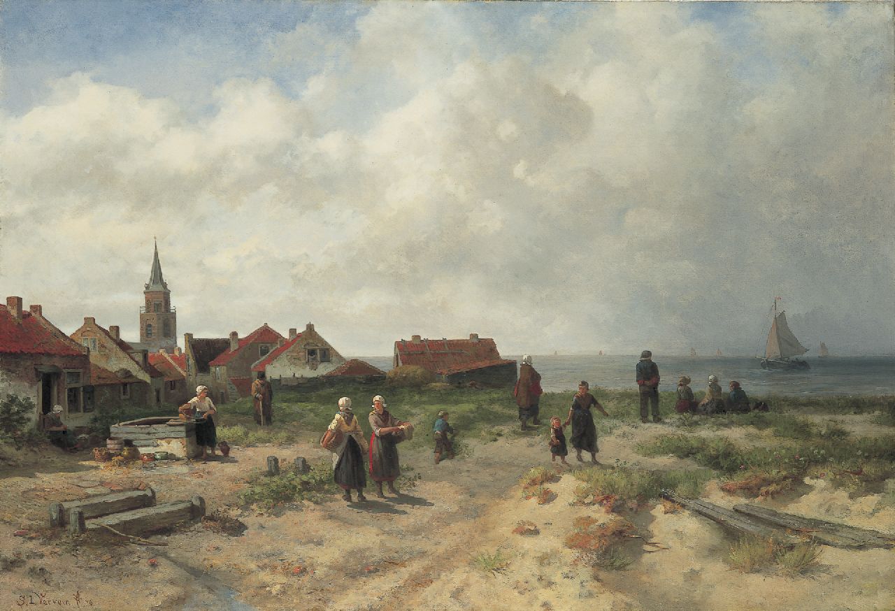 Verveer S.L.  | 'Salomon' Leonardus Verveer, Auf den Dünen bei Scheveningen, Öl auf Leinwand 76,2 x 111,3 cm, Unterzeichnet l.u. und datiert '76