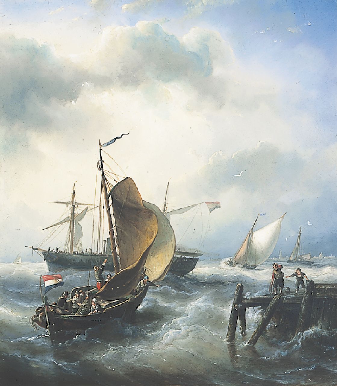 Riegen N.  | Nicolaas Riegen, Navigating the ships, Öl auf Holz 48,1 x 42,4 cm, signed l.r. und dated 1866