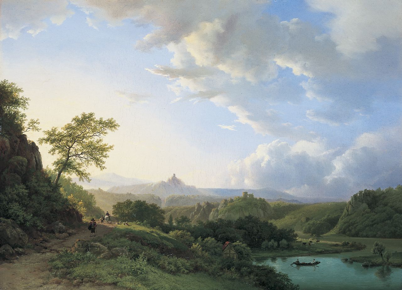 Koekkoek B.C.  | Barend Cornelis Koekkoek, The river Rhine, Germany, Öl auf Holz 37,9 x 52,0 cm, Unterzeichnet l.u. und datiert 1835