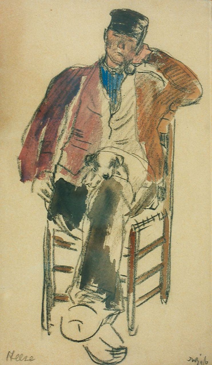 Sluiter J.W.  | Jan Willem 'Willy' Sluiter, A farmer from Heeze, a sketch, 31,5 x 19,0 cm, signed l.l. und dated '96