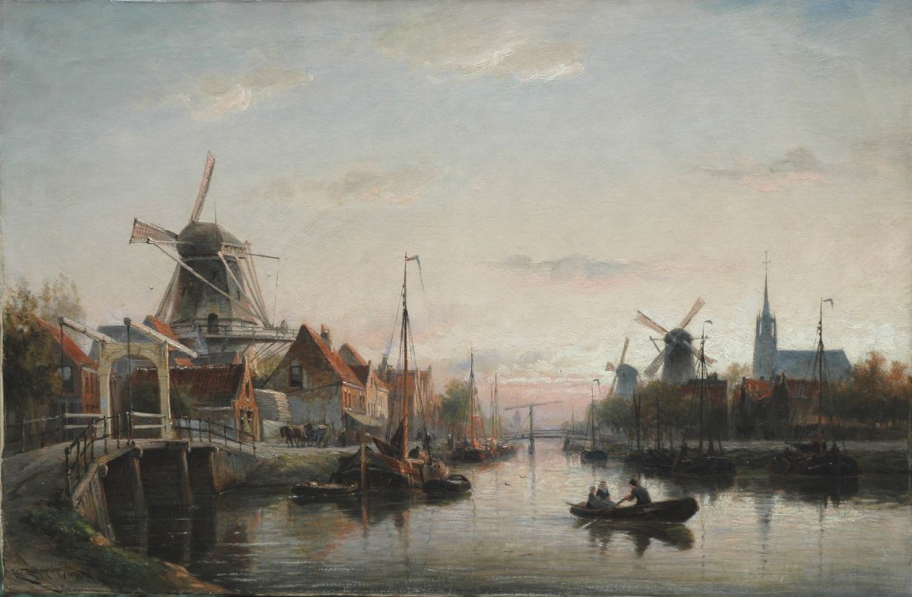 Dommelshuizen C.C.  | Cornelis Christiaan Dommelshuizen, An evening landscape, Maassluis, Öl auf Leinwand 52,2 x 79,1 cm, signed l.l. und dated 1897