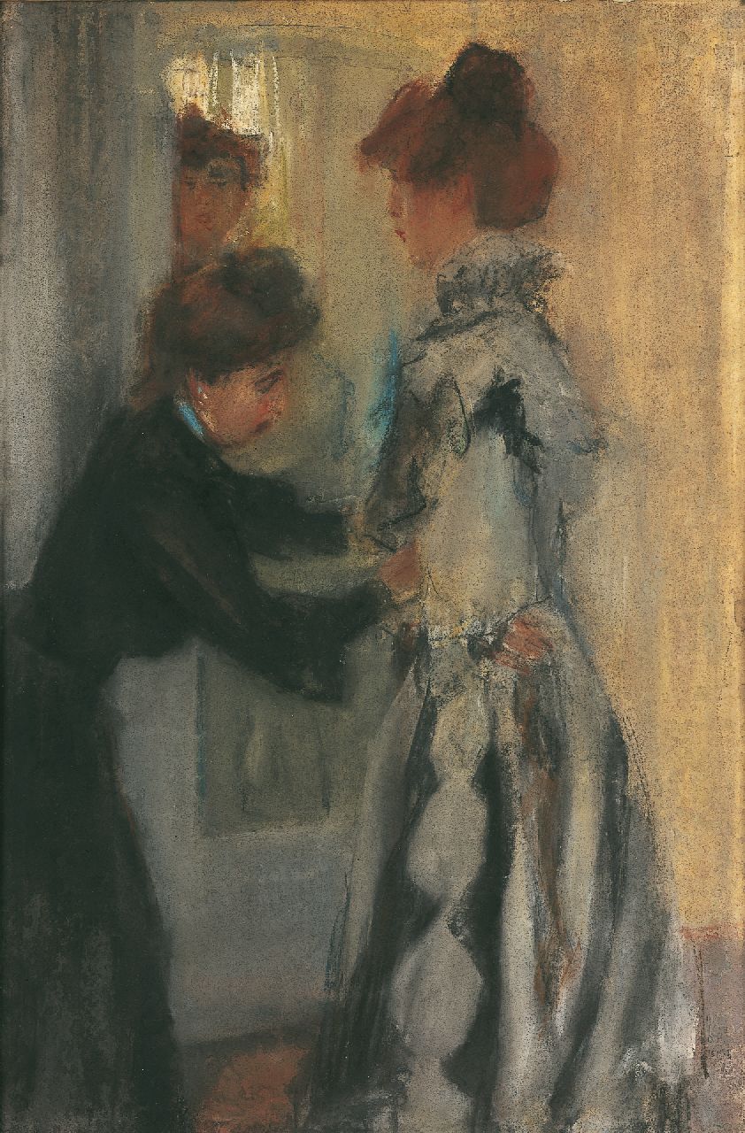 Israels I.L.  | 'Isaac' Lazarus Israels, With the seamstress, Hirsch, Pastell auf Papier 55,0 x 37,0 cm, signed l.r. und painted in 1903