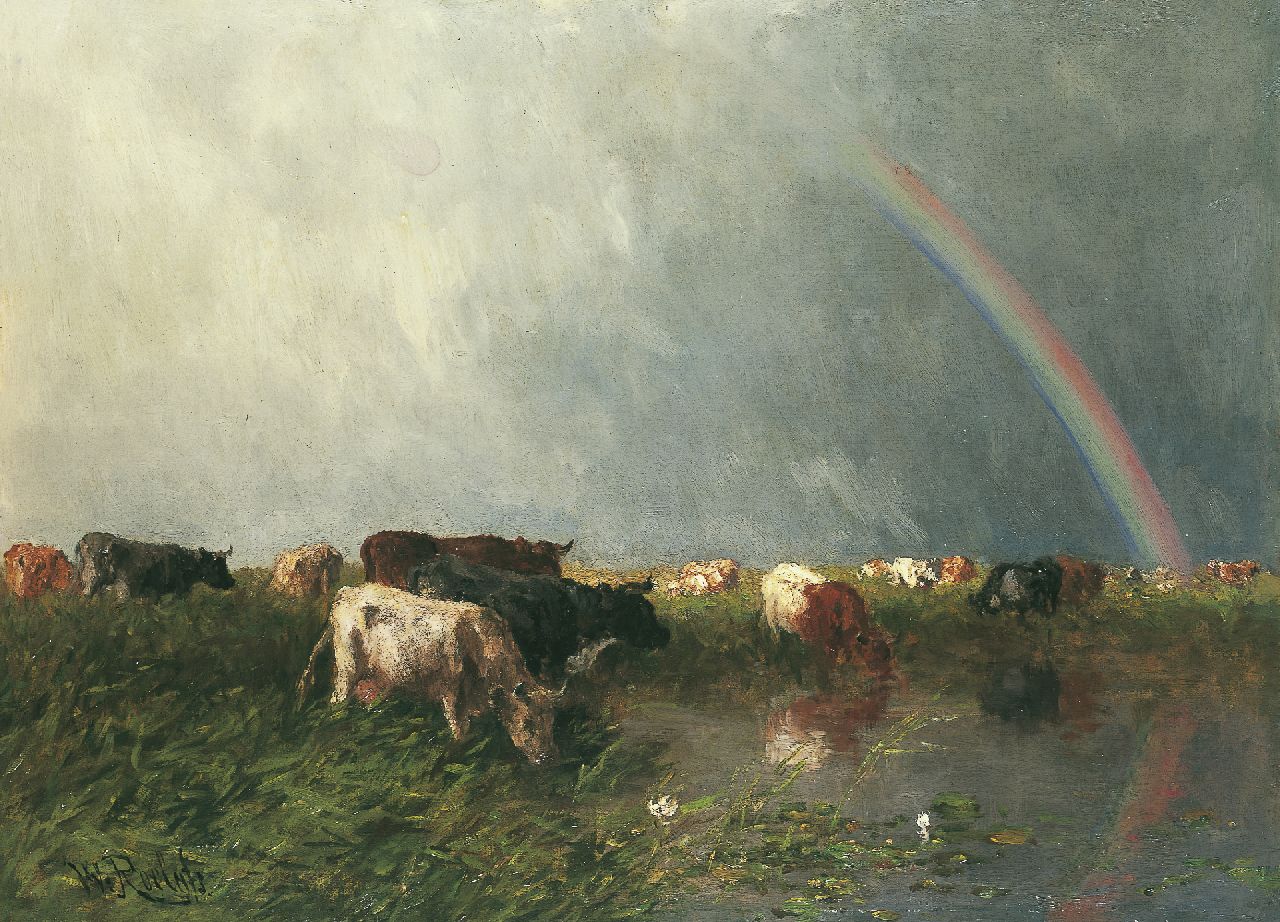 Roelofs W.  | Willem Roelofs, Der Regenbogen, Öl auf Leinwand 69,0 x 94,2 cm, Unterzeichnet u.l.