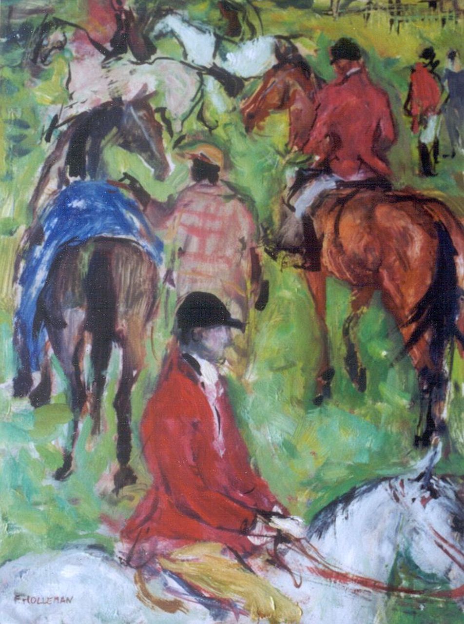 Holleman F.  | Frida Holleman, Horseriders, Öl auf Holzfaser 40,0 x 30,0 cm, signed l.l.