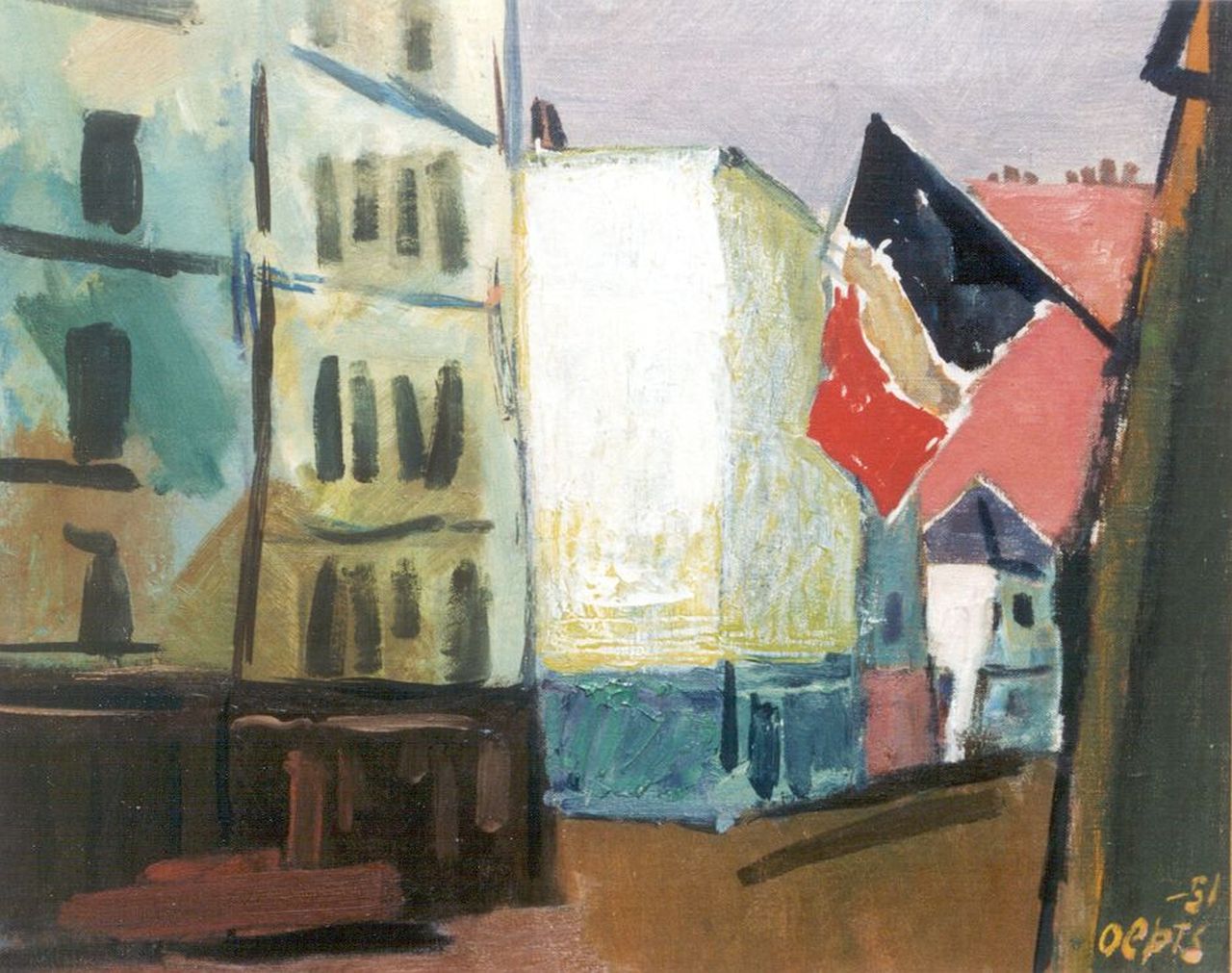 Oepts W.A.  | Willem Anthonie 'Wim' Oepts, A street in a French town, Öl auf Leinwand 32,6 x 40,8 cm, signed l.r. und dated '51