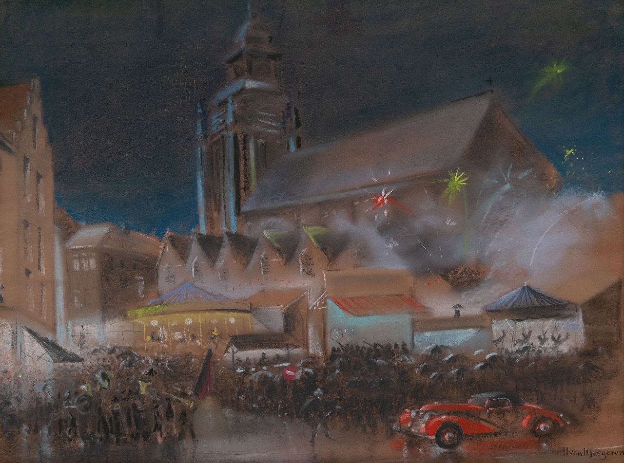 Han van Meegeren | Jahrmarkt am Abend, Pastell auf Papier, 49,0 x 63,5 cm, Unterzeichnet r.u.