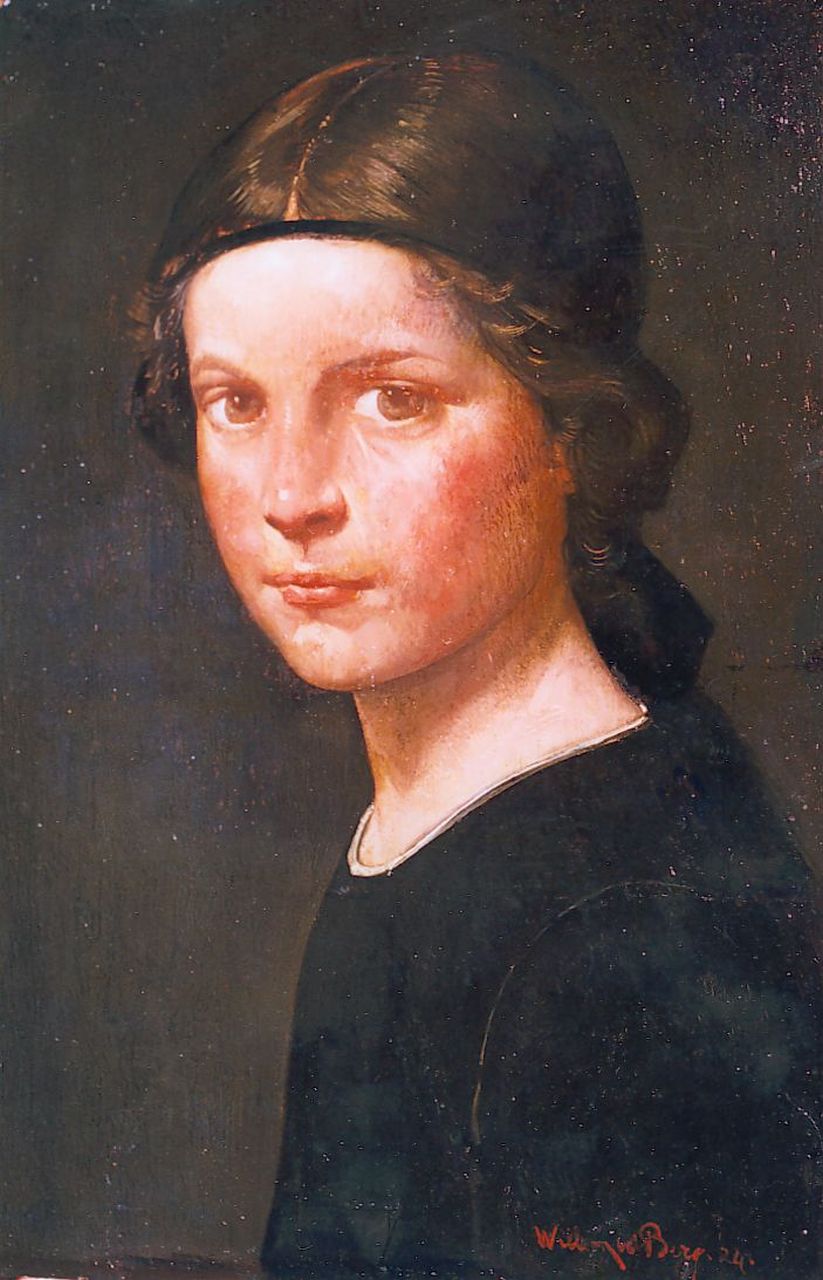 Berg W.H. van den | 'Willem' Hendrik van den Berg, A portrait of a young girl, Öl auf Holz 27,0 x 17,5 cm, signed l.r. und dated '24