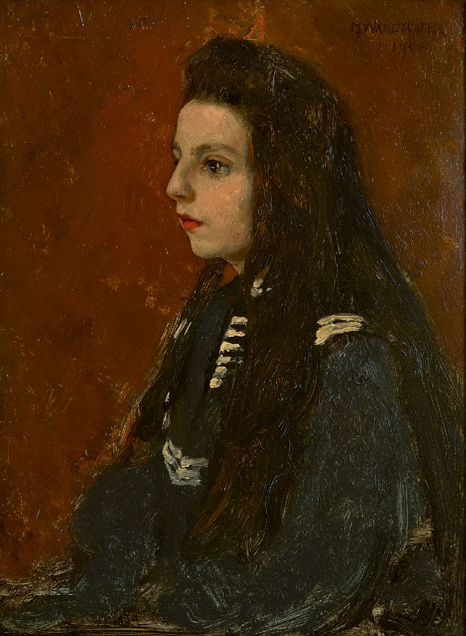 Wandscheer M.W.  | Maria Wilhelmina 'Marie' Wandscheer, Porträt von Lucia W. Thueré, Öl auf Malereifaser 31,9 x 23,9 cm, Unterzeichnet r.o. und datiert 1902