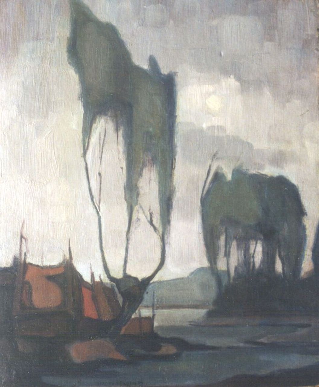 Eijsden T.G.J. van | Thaddeus Gumaris Johannes 'Theo' van Eijsden, Landscape with trees, Öl auf Holzfaser 29,4 x 24,5 cm, signed c.l. und dated '24