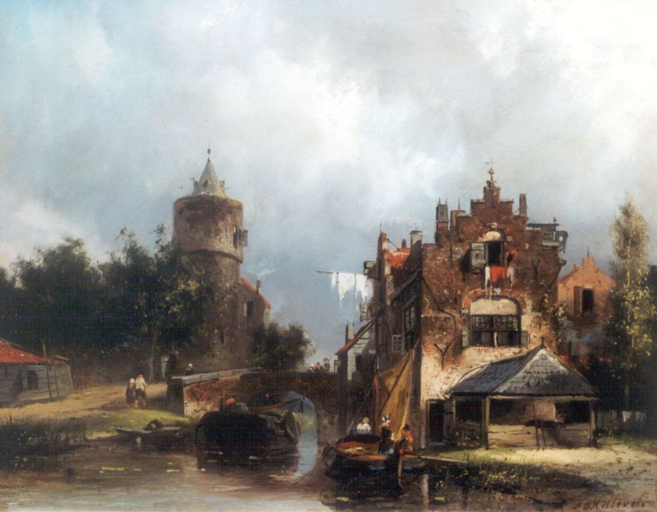 Hilleveld A.D.  | Adrianus David Hilleveld, A canal, Öl auf Holz 26,1 x 33,2 cm, signed l.r.