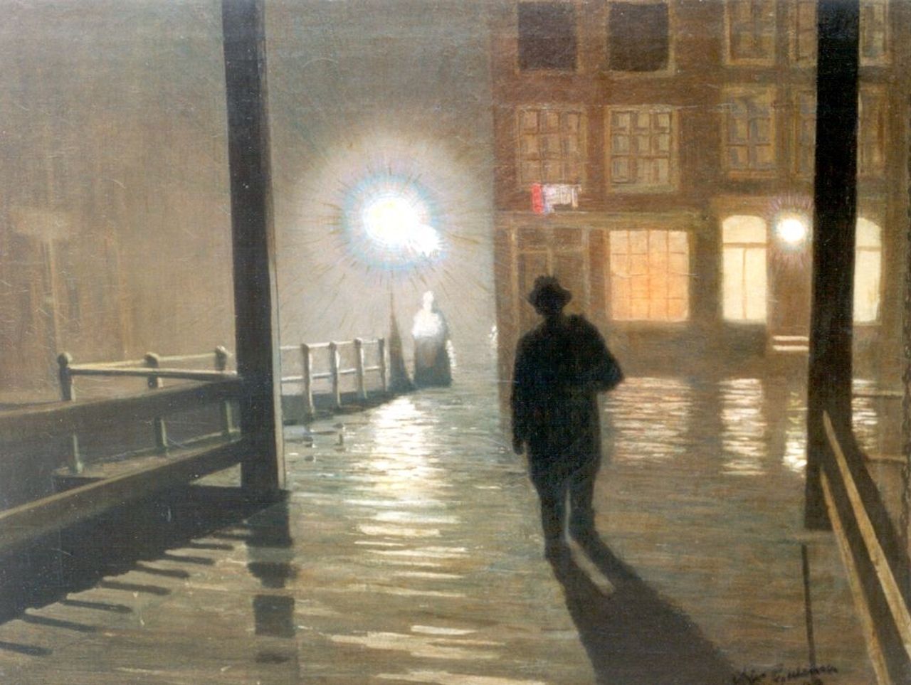 Galema A.  | Arjen Galema, Encounter by night, Öl auf Leinwand 64,5 x 83,7 cm, signed l.r. und dated '49