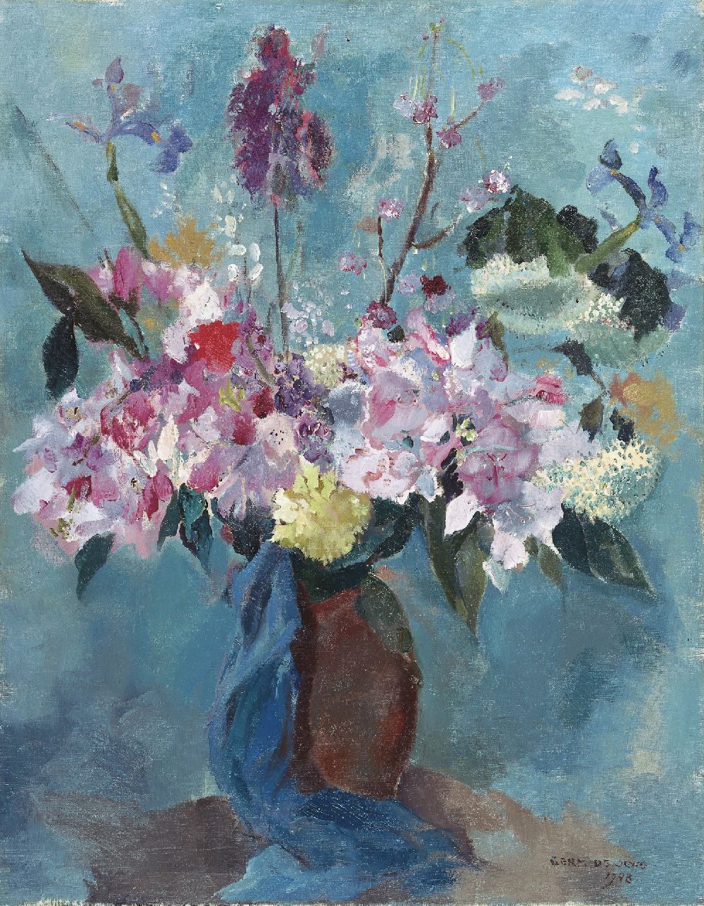 Jong G. de | Gerben 'Germ' de Jong, A flower still life, Öl auf Leinwand 70,5 x 55,3 cm, signed l.r. und dated 1948