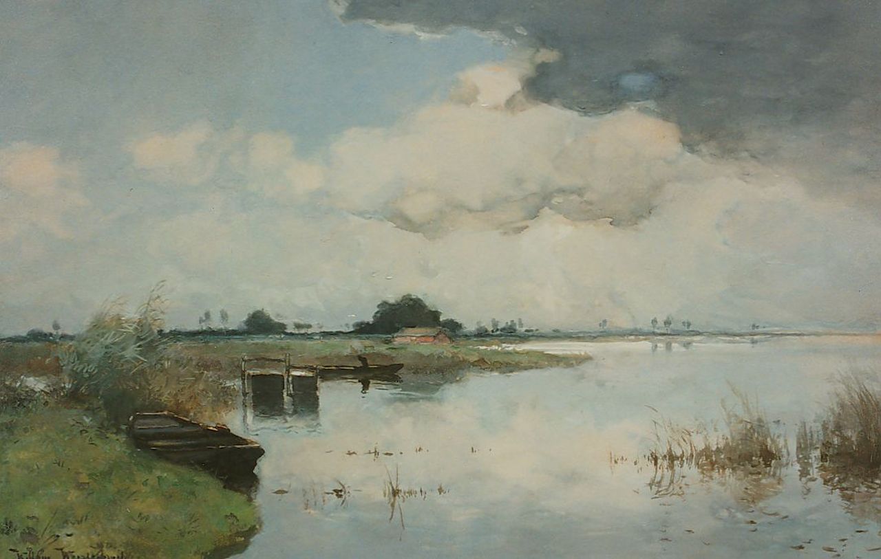 Weissenbruch W.J.  | 'Willem' Johannes Weissenbruch, A polder landscape, Aquarell auf Papier 36,7 x 55,3 cm, signed l.l.