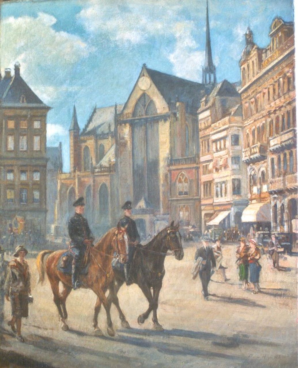 Haaren D.J. van | 'Dirk' Johannes van Haaren, The Dam, Amsterdam, Öl auf Leinwand 60,8 x 47,4 cm, signed l.r.