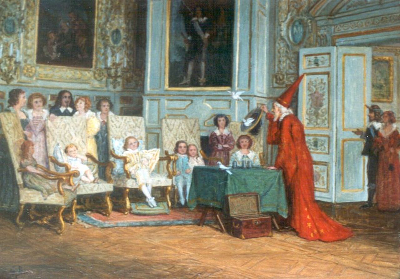 Bettinger G.P.M.  | 'Gustave' Paul Marie Bettinger, Entertaining the French Dauphin, Fontainebleau, Öl auf Malerpappe 23,9 x 32,8 cm, signed l.l. with initials
