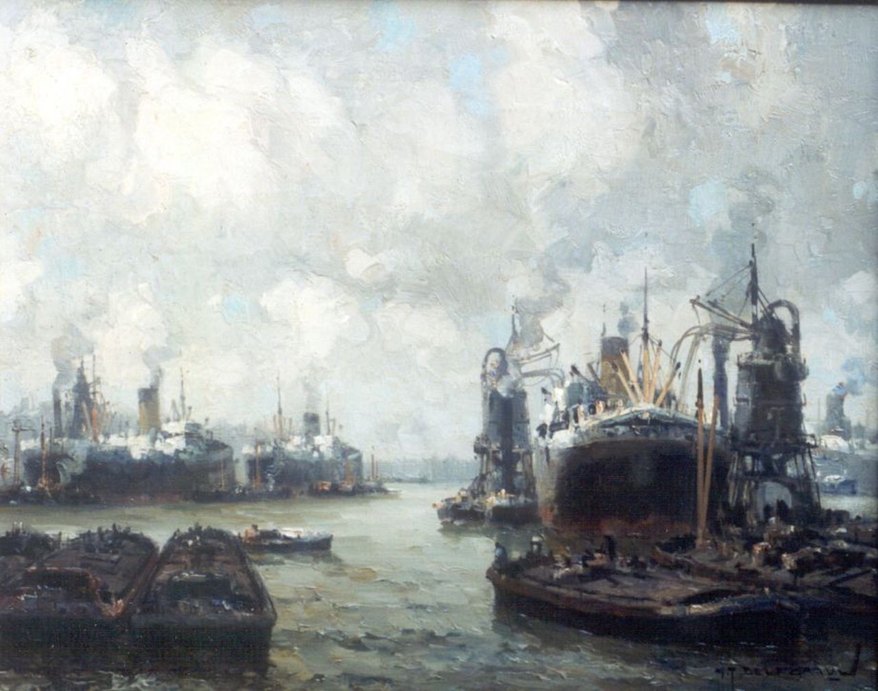 Delfgaauw G.J.  | Gerardus Johannes 'Gerard' Delfgaauw, The harbour of Rotterdam, Öl auf Leinwand 40,5 x 50,5 cm, signed l.r.