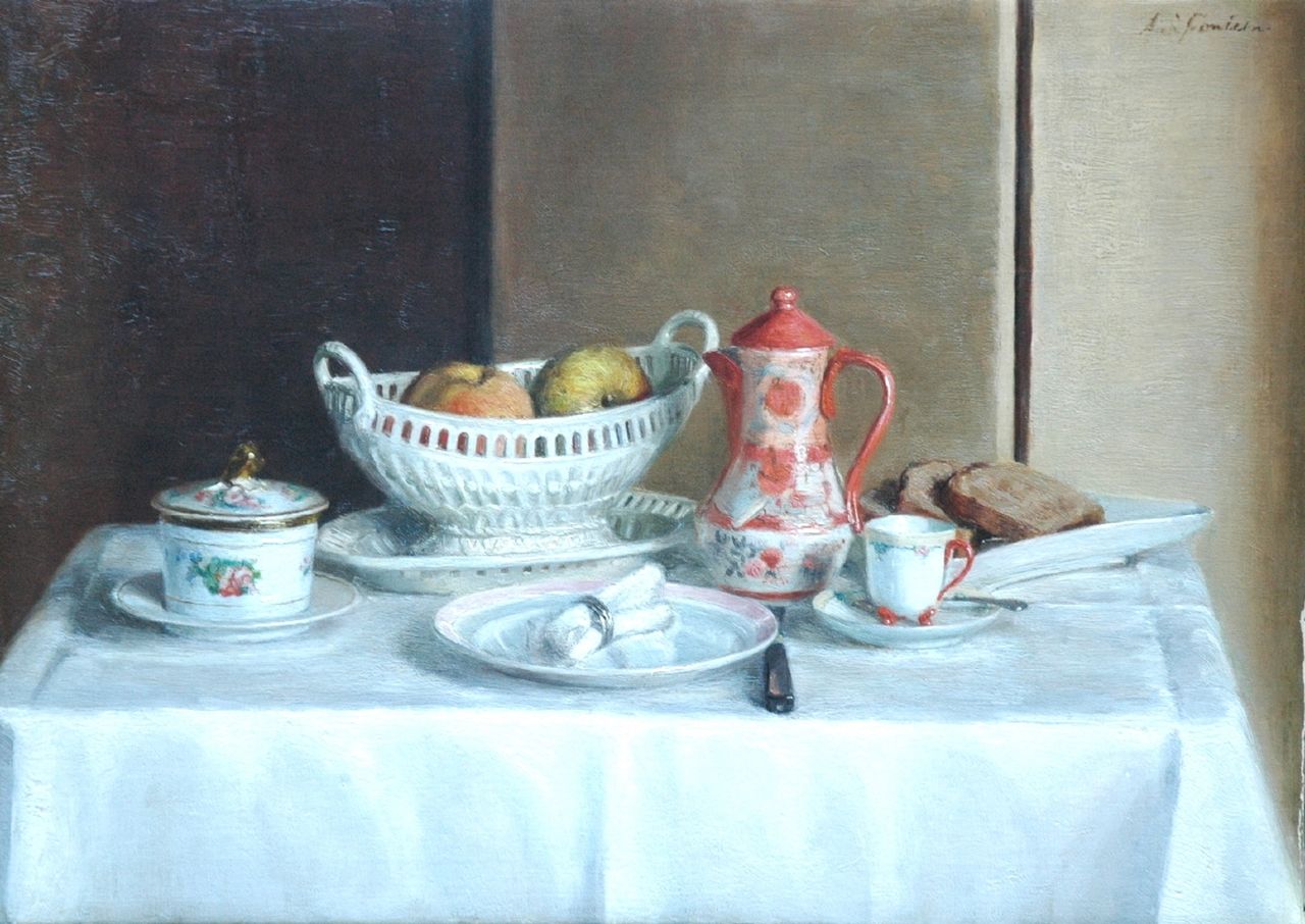 Adriana Sophia Fontein | Breakfast, Öl auf Leinwand, 47,2 x 65,7 cm, signed u.r. and on the reverse und dated '25 on the reverse