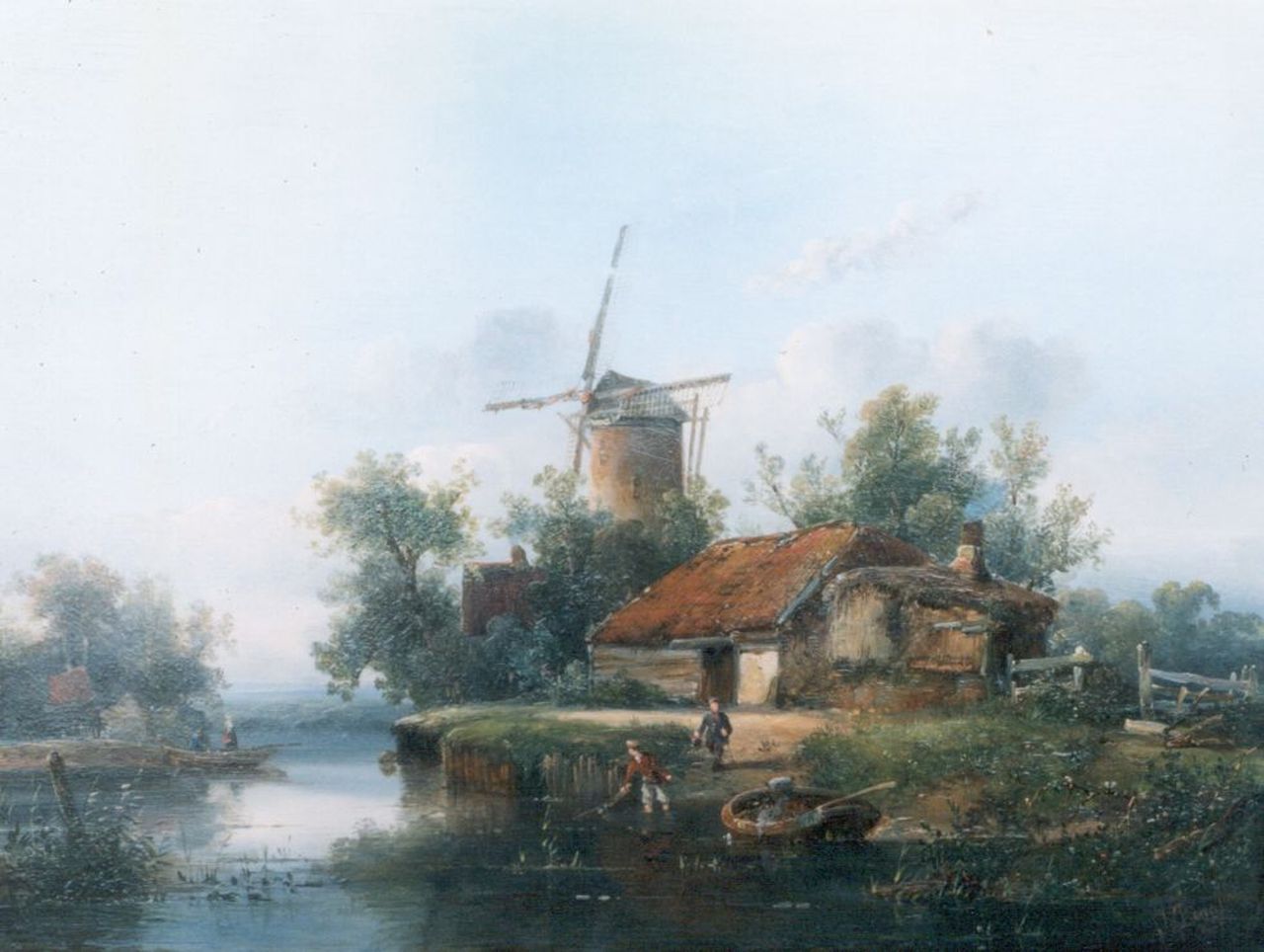 Dona A.F.  | Antonie Franciscus Dona, A river landscape, Öl auf Holz 31,3 x 42,0 cm, signed l.r. und dated 1852