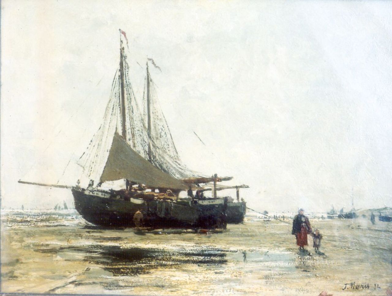 Maris J.H.  | Jacobus Hendricus 'Jacob' Maris, 'Bomschuiten' on the beach, Öl auf Holz 23,0 x 31,0 cm, signed l.r. und dated '72