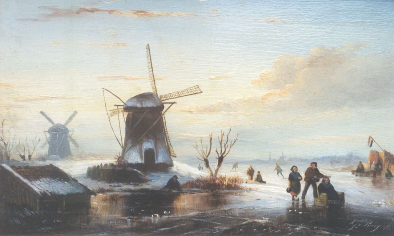 Prooijen A.J. van | Albert Jurardus van Prooijen, Fun on the ice, Öl auf Holz 21,0 x 35,0 cm, signed l.r.