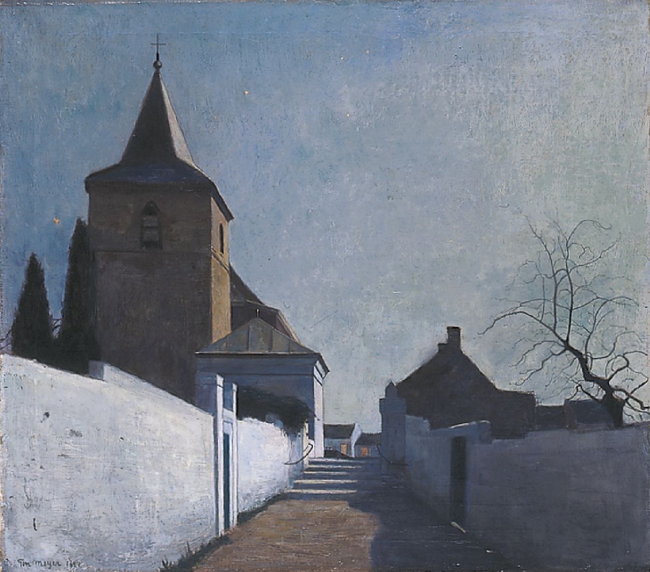 Meijer T.J.C.M.C.  | Thomas Johannes Cornelis Marinus Carel 'Ton' Meijer, The church of Canne near Maastricht, Öl auf Leinwand 71,3 x 80,3 cm, signed l.l. und dated 1924