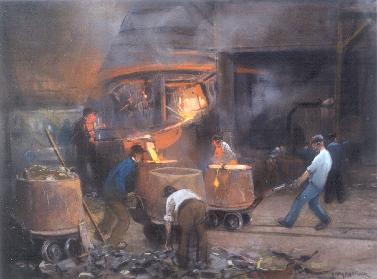 Heijenbrock J.C.H.  | Johan Coenraad Hermann 'Herman' Heijenbrock, Blast-furnace, Pastell auf Papier 45,0 x 61,0 cm, signed l.r.