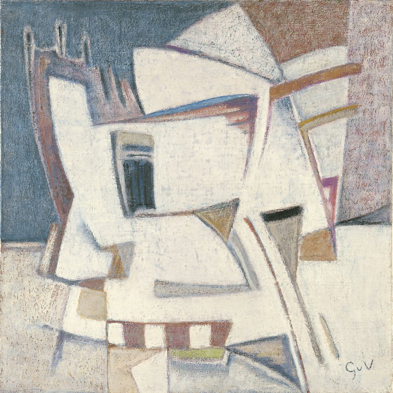 Velde G. van | Gerardus 'Geer' van Velde, Composition, Öl auf Leinwand 50,1 x 50,1 cm, signed l.r. with initials and on the reverse und painted circa 1971