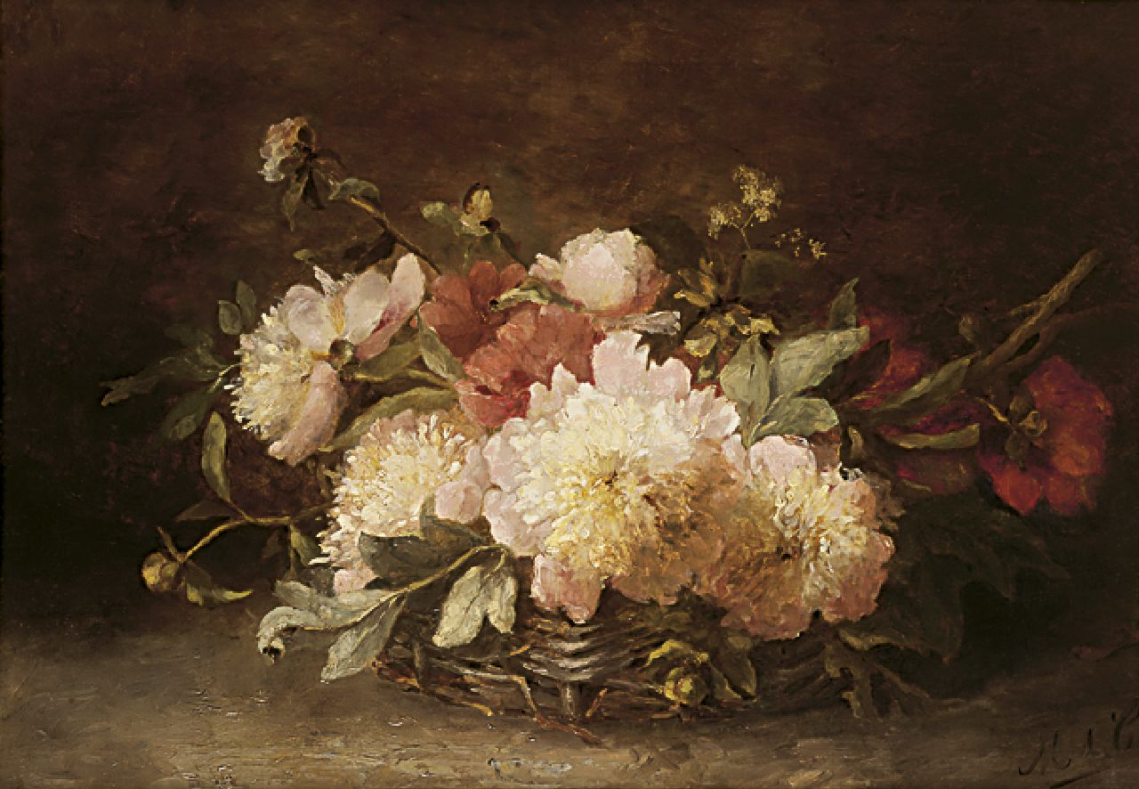 Clerq M.C. de | Marguérite Carolina de Clerq, Peonies, Öl auf Leinwand 55,7 x 79,0 cm, signed l.r. with initials