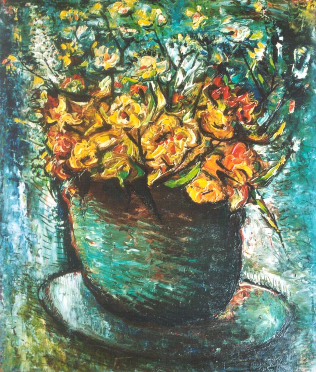 Mels J.W.A.A.M.  | Jacobus Wilhelmus Aloijsius Adrianus Maria Mels, Flowers in an earthenware pot, Öl auf Malereifaser 34,9 x 29,7 cm, signed l.r.