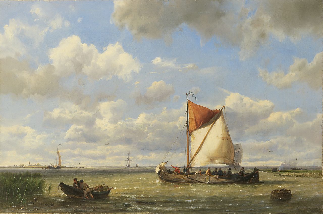 Koekkoek H.  | Hermanus Koekkoek, The wind is dropping, Öl auf Leinwand 33,0 x 49,5 cm, signed l.r. und dated 1863