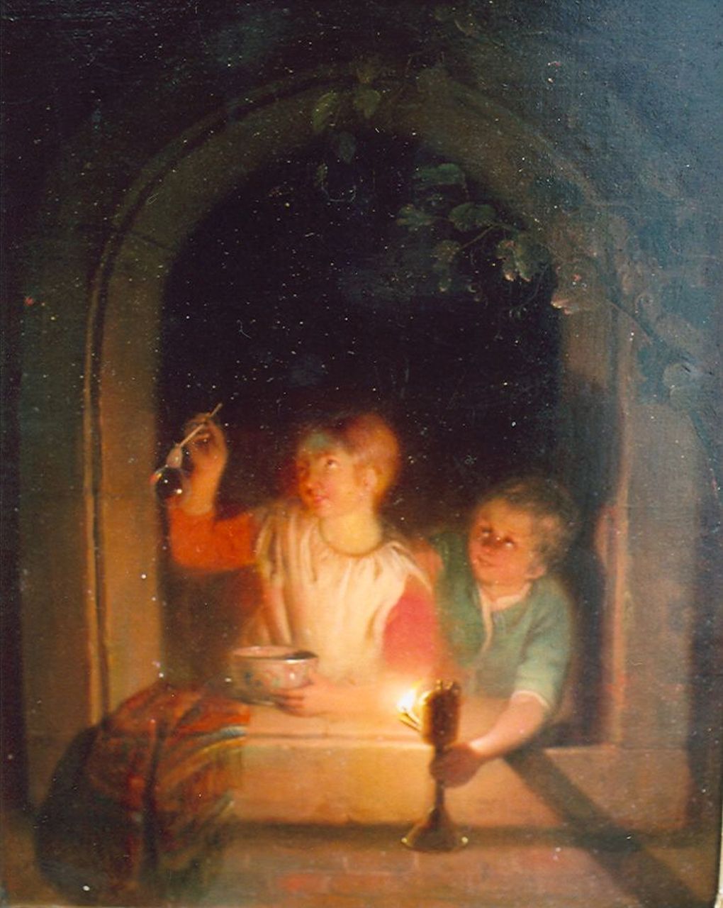 Grootvelt J.H. van | Jan Hendrik van Grootvelt, Blowing Bubbles, Öl auf Holz 22,9 x 17,9 cm, signed l.l. und dated 1845