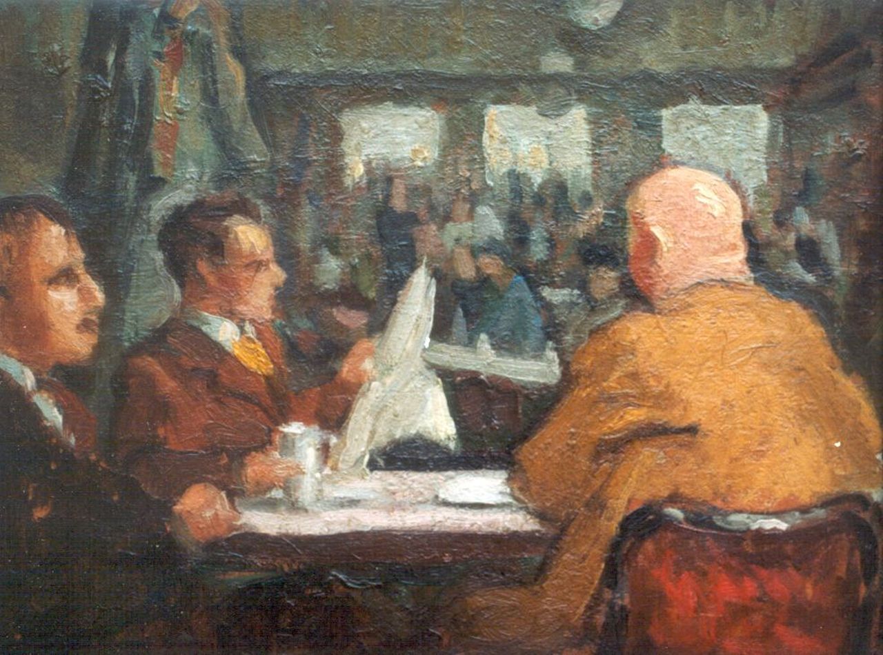 Belgische School, eerste helft 20e eeuw | In the pub, Öl auf Pappe, 27,0 x 35,1 cm