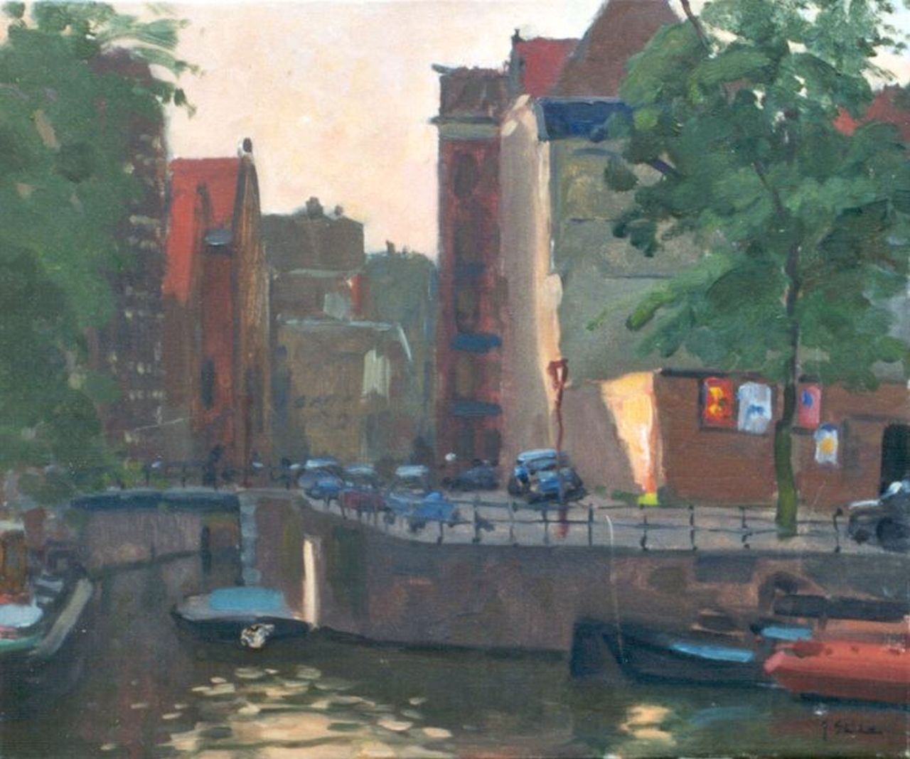 Stierhout J.A.U.  | Josephus Antonius Ubaldus 'Joop' Stierhout, A view of the Snoekjesgracht, Amsterdam, Öl auf Leinwand 50,0 x 60,2 cm