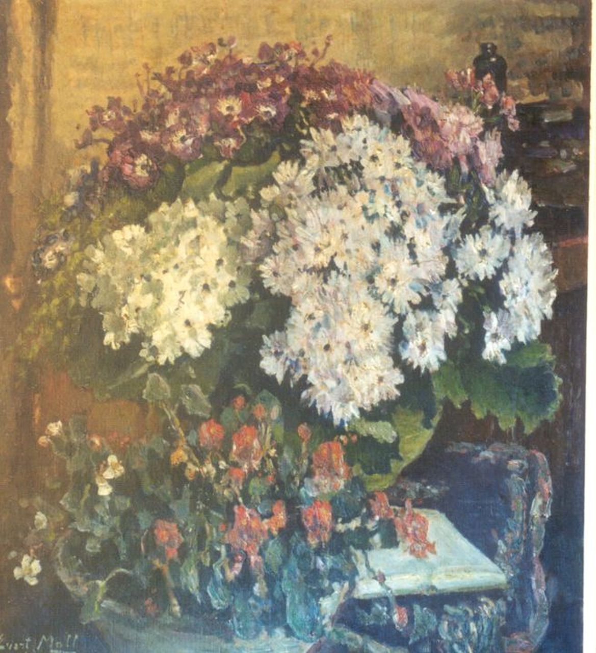 Moll E.  | Evert Moll, A flower still life, Öl auf Leinwand 90,0 x 49,5 cm