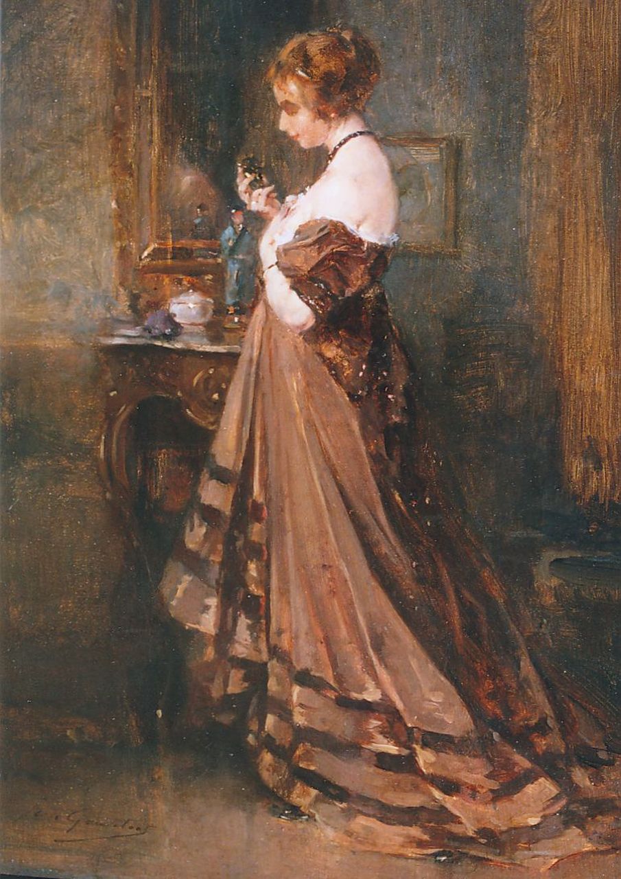 Gouweloos J.L.H.  | 'Jean' Léon Henri Gouweloos, Woman with a cigarette, Öl auf Holz 39,8 x 29,3 cm, signed l.l.