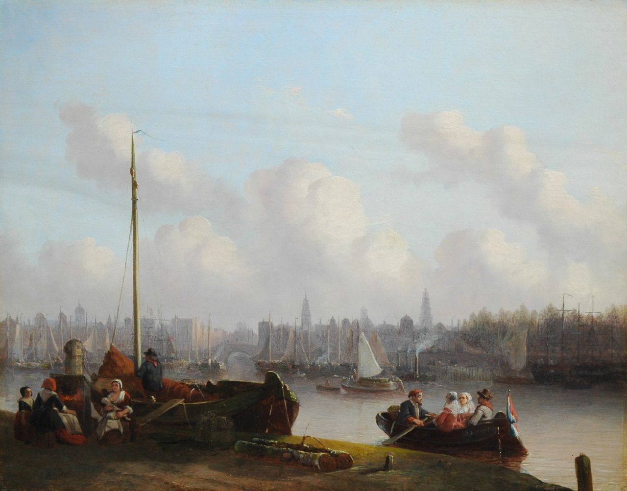 Bles J.  | Joseph Bles, The quay of Antwerpen, Öl auf Holz 44,1 x 56,4 cm, signed l.l. und dated 18.4 (1854?)