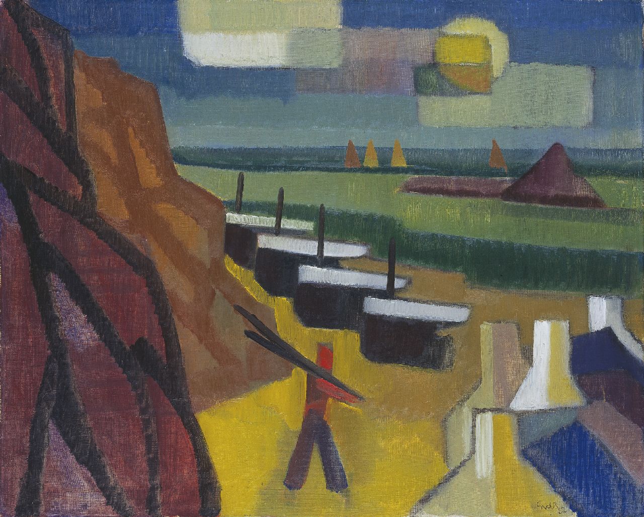 Berg S.R. van den | Sybren Ridsert 'Siep' van den Berg, Fishing boats on the beach of Cancale, Bretagne, Öl auf Leinwand 64,8 x 80,0 cm, signed l.r. with initials und dated '52