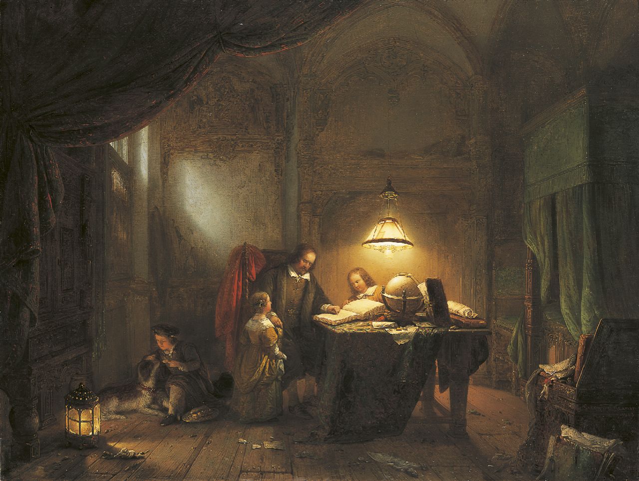 Haanen G.G.  | George Gillis Haanen, The Lesson, Öl auf Leinwand 60,3 x 92,0 cm, signed l.r. und dated 1853