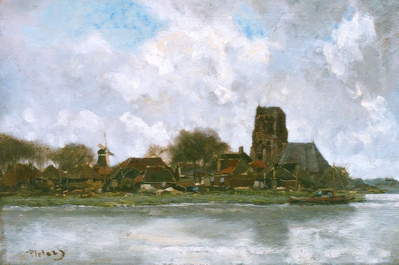 Scheen sr. P.  | Pieter Scheen sr., A village along a waterway, Öl auf Leinwand 35,3 x 50,3 cm, signed l.l.