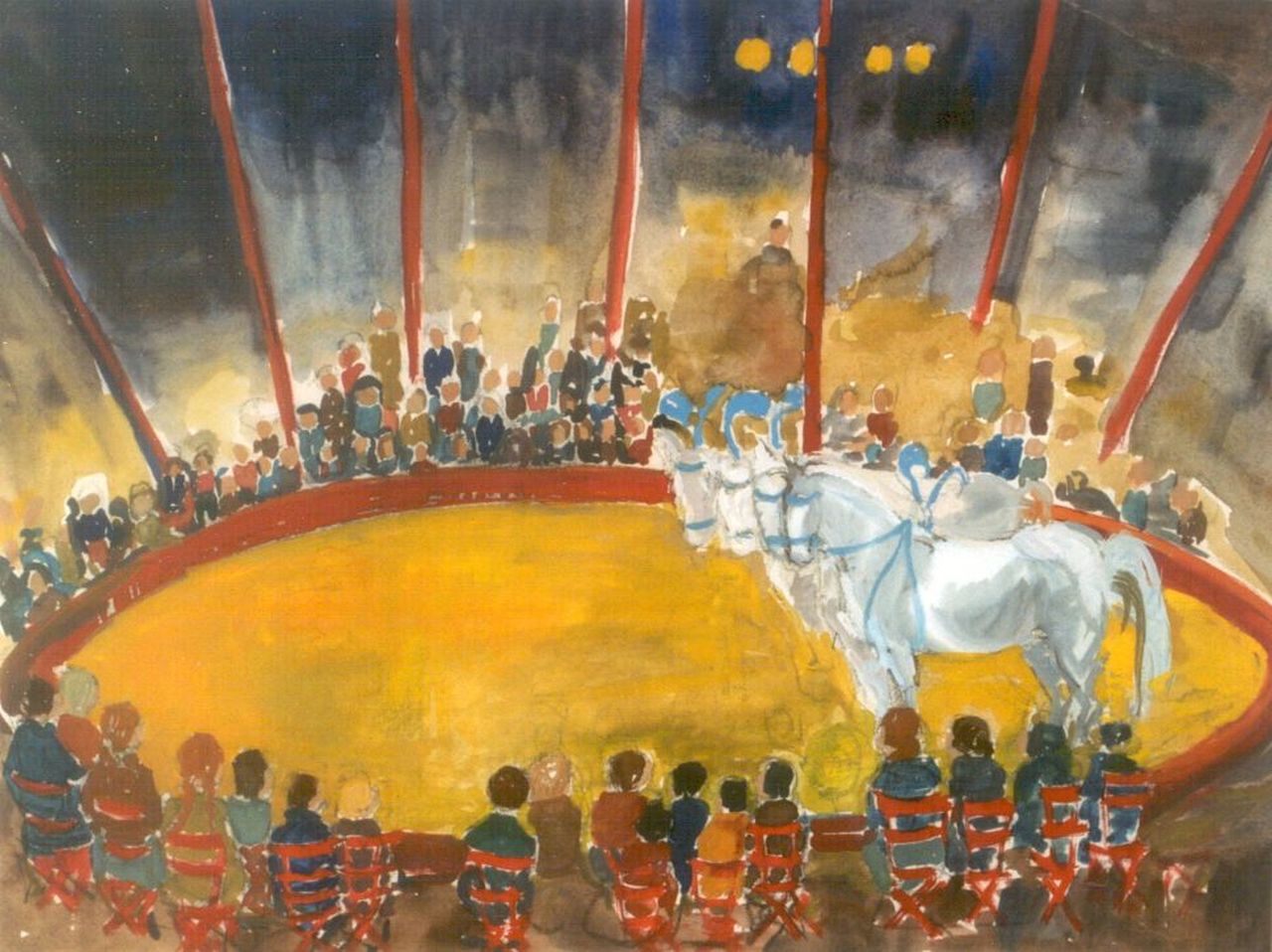 Annemarie Eilers | Circus act, Aquarell auf Papier, 51,0 x 67,5 cm, signed l.r.