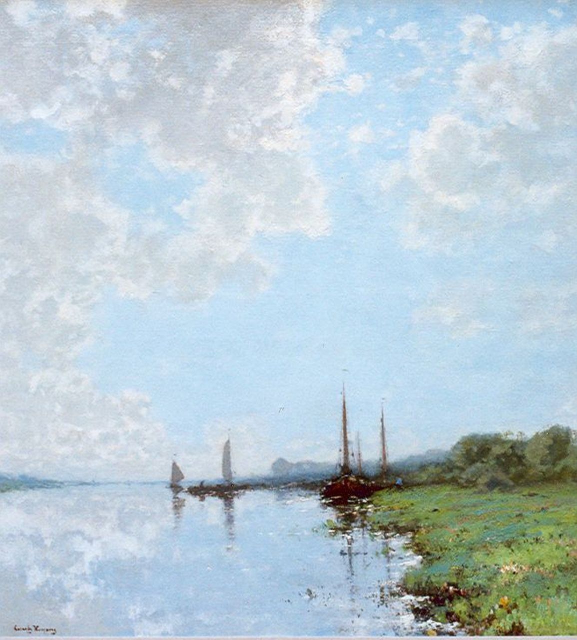 Kuijpers C.  | Cornelis Kuijpers, Moored boats, Öl auf Leinwand 91,5 x 83,5 cm, signed l.l.