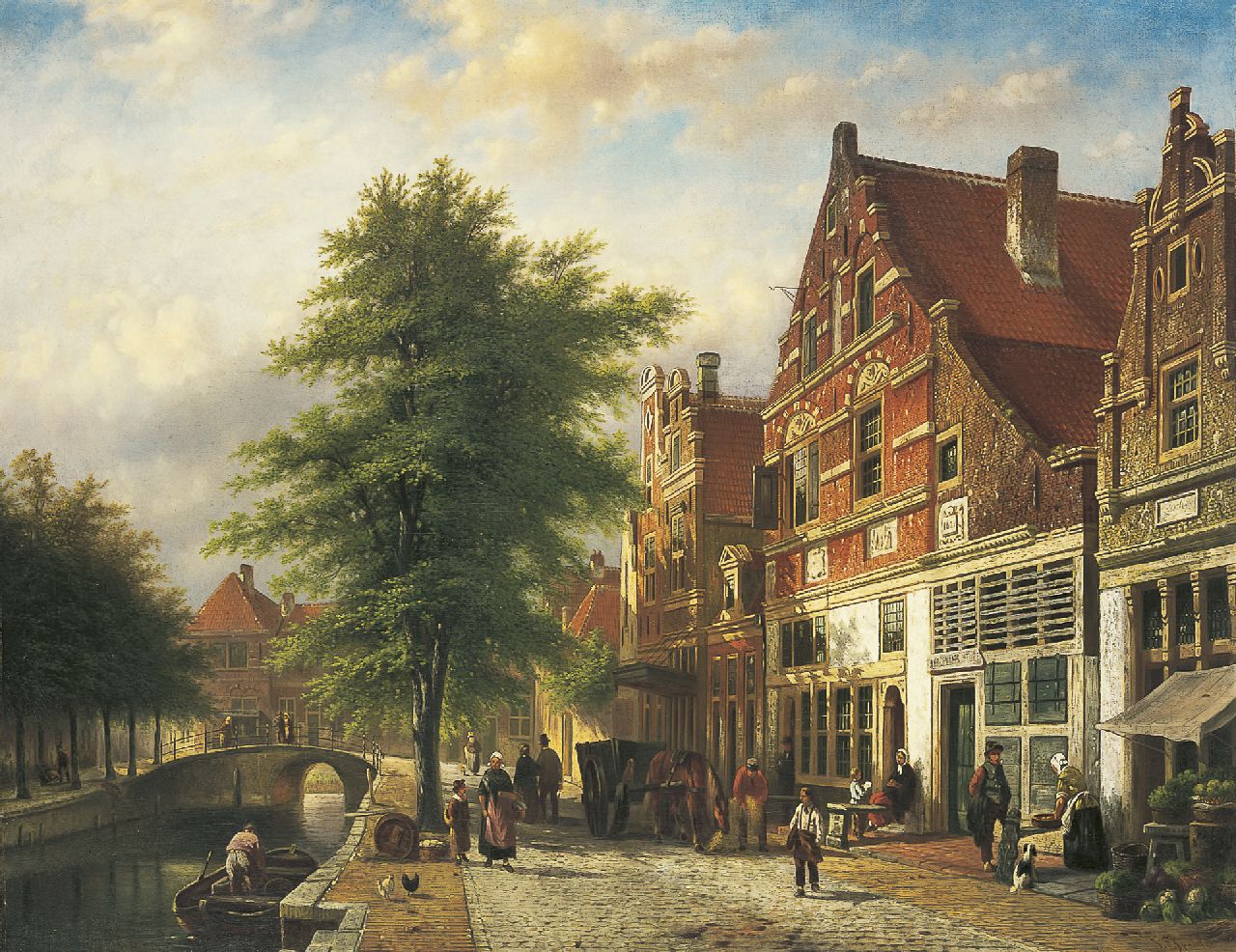 Spohler J.F.  | Johannes Franciscus Spohler, A view of the Zuiderhavendijk, Enkhuizen, Öl auf Leinwand 70,0 x 90,0 cm, signed l.r.
