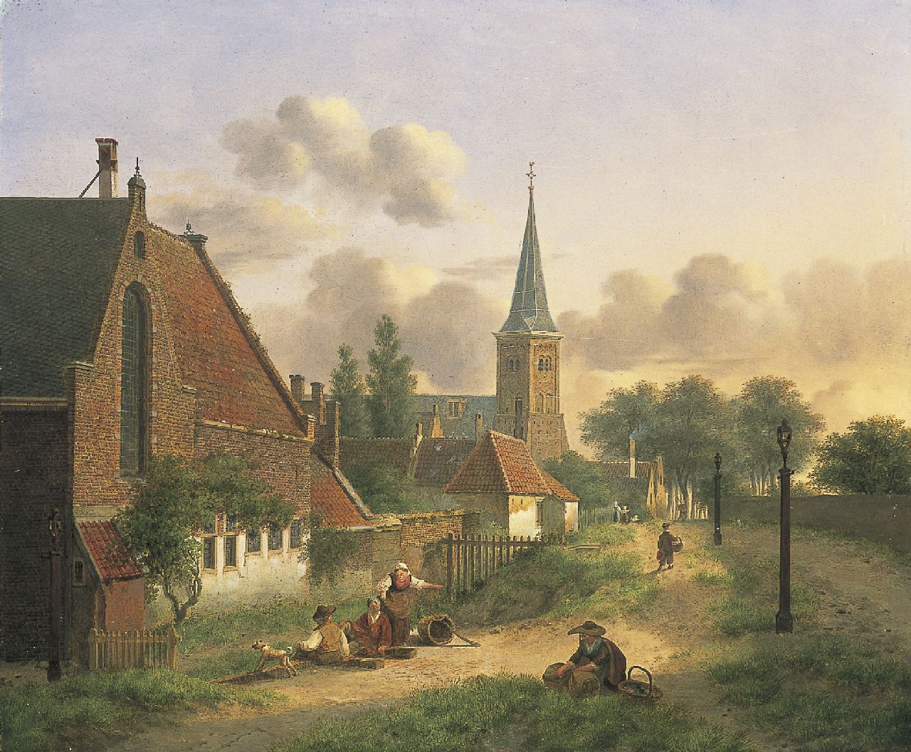 Verheijen J.H.  | Jan Hendrik Verheijen, View of the 'Bartholomeusgasthuis' and 'Geertekerk', Utrecht, Öl auf Holz 34,5 x 41,3 cm, signed c.l.