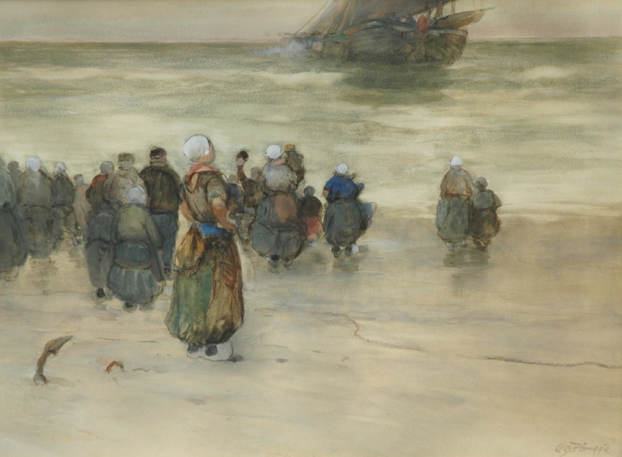 Gruppe C.P.  | Charles Paul Gruppe, The departure of the fleet, Aquarell auf Papier 43,0 x 57,5 cm, signed l.r.