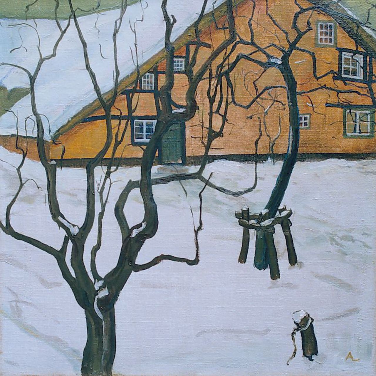 Leeflang A.  | Arie Leeflang, A farm in a winter landscape, Öl auf Leinwand 50,8 x 50,6 cm, signed l.r. with monogram